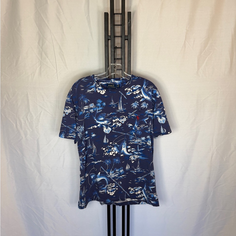 Ralph Lauren‎ Blue Tropical Print Short Sleeve Tee